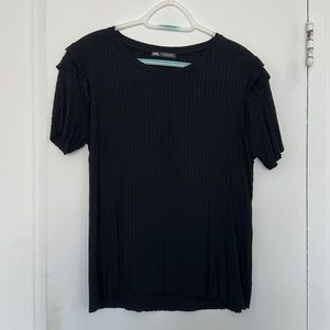 Zara Ribbed Top with Shoulder Detail